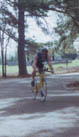 Biking out onto the course